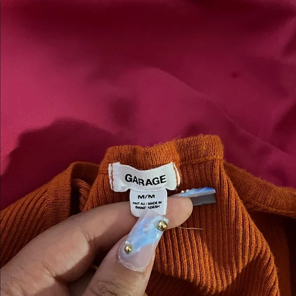 Garage Rust Ribbed Button-Up Blouse - Picture 2 of 4